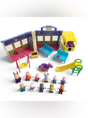 Peppa Pig Figurines School House, Playground, Camper Van Playset Toys